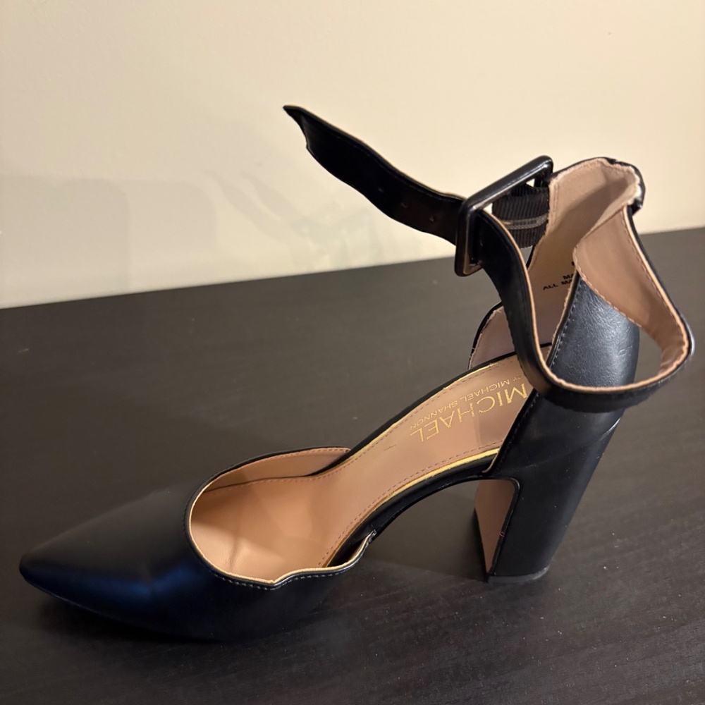 Michael Shannon Rosalie Black High Heeled Shoe with Ankle Strap Size 8 - Picture 2 of 5